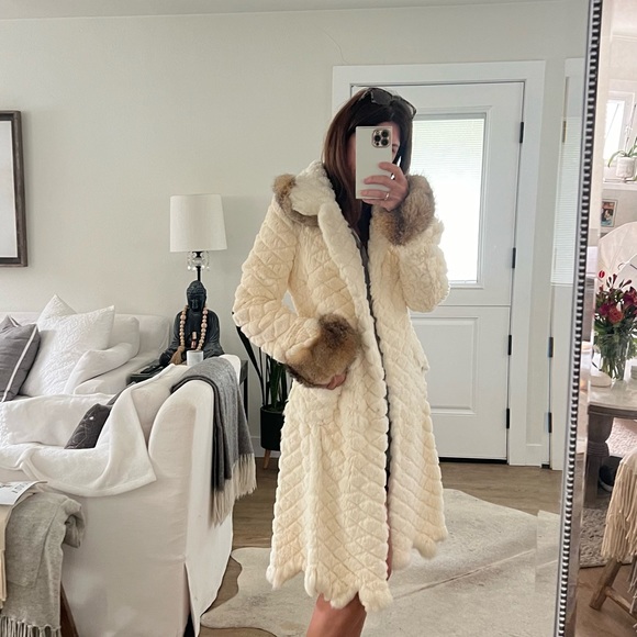 Midi Rabbit fur coat - Picture 6 of 9